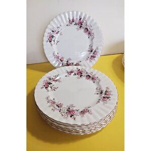Three Royal Albert Lavender Rose Bone China Salad/Lunch Plates 8 1/2"  Like New